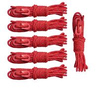 Skyzone 6 Pack Reflective Ropes - 4mm x 4M Camping Guide Ropes with Tensioner, Weatherproof Reflective Cord for Tents, Hammocks, Tarps, Outdoor Survival Gear (Red, 4mm)