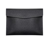 Skyzone A4 Document Folder Wallet, PU Leather Travel Document Holder Organizer, Waterproof File Folder with Snap Closure, Multifunctional File Envelope Portfolio Storage Case (Black)