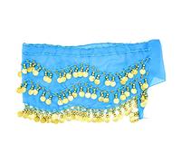 Skyzone Belly Dancing Belt, Belly Dance Hip Scarfs with 128 Coins Blue Dance Costumes Belly Dancer Skirt