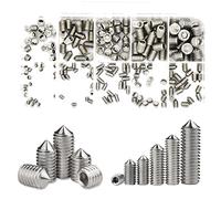 Skyzone Grub Screws Mixed 200 Pcs A2 Stainless Steel Cone Point Screws, M3/M4/M5/M6/M8 Hex Head Socket Screws Set Assorted, Metric Threaded Combination Fastener Set for door handles, taps