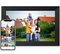 Skyzoo Digital Picture Frame - 10.1 Inch FHD IPS Touch Screen Digital Photo Frame with 2.4 GHz and 5 GHz WiFi, Share Photos Remotely via Frameo APP, for Friends (Brown Wood Grain)