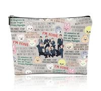 SKZ Cosmetic Bag, Cartoon Makeup Bag with Funny Sayings, Double-Sided Make Up Bag for Travel and Commuting, Women's Toiletry Bag with Zip, Gifts for Music Lovers