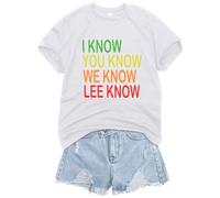 SKZ Lee Know Shirt I Know You Know We Know Lee Know Tshirt Concerts Support Tee Top SKZ Merch for Women, White, L