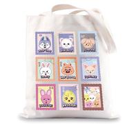 SKZ Merch, Kpop Merch Reusable Canvas Tote Bag with SK-Zoo for Stray Fandom Girls, Stray Kid Merch for K-Pop Music Lovers Fan Gift, Bangchan Lee Know Changbin Hyunjin Felix Seungmin I.N Straykid