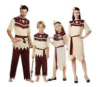 SKZZVI Family Halloween Rave Costume Funny Traditional Native American Clothing Creative Primitive Tribal Outfits Indigenous Clothing (Boys, L)