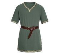 SKZZVI Retro Fancy Dress Up Clothes for Men, Halloween Costume, Medieval Renaissance Templar Tunic (Army Green, XXL)