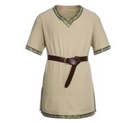 SKZZVI Retro Fancy Dress Up Clothes for Men Halloween Costume Medieval Renaissance Templar Tunic (Khaki, XXL)