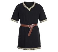 SKZZVI Retro Fancy Dress Up Clothing for Men, Halloween Costume, Medieval Renaissance Templar Tunic (Black, XXL)