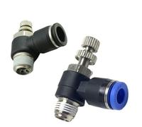 SL 1/8"-1/2" BSP NPT Male X 5/32-1/2" 4-12mm Tube Push In Connect Restrictor Throttle Valve Pneumatic Fittings Flow Controller(NPT,4mm,1/4")