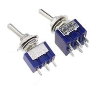 SL 5Pcs Miniature Lever Toggle Switch Single Pole Double Throw ON-OFF-ON/ON-ON 120VAC 6A 1/4 Inch Mounting MTS-102 103 202 203(MTS-203)