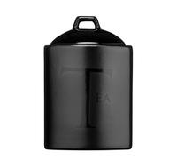 Sleek Design Black Text Tea Jar, Sturdy Constructed Ceramic Tea Jar For Kitchen, Easily Accessible Tea Jar