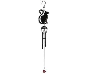 Sl lack Cat Profile Windchime - 40cm x 7cm (1 Pc.) - Minimalist Design with Melodic Charm - Ideal Gift for Cat Enthusiasts to Enhance Outdoor Spaces