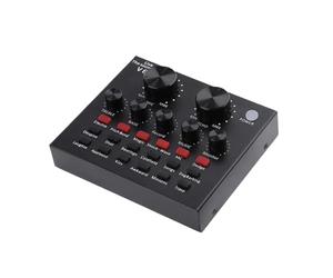 Sl lassic V8 Sound Card, Streaming Audio Mixer, Live Streaming Soundboard, Podcast Production Studio Equipment 14.1x10.8x4.5cm for Live Streaming, Karaoke, Black Color