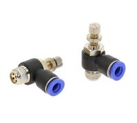 SL Pneumatic Speed Flow Controller L Type 4-12mm OD Hose Tube 1/8" 1/4" 3/8" 1/2" BSPT Male Gas Airflow Limit Valve Quick Fitting(8mm OD Hose,3/8")