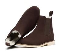 SL-Saint Handmade Classic Chelsea Boots for Men Fashion Genuine Cowhide Slip On Casual (Brown Wool Lining, Adult, Men, 10.5, Numeric, UK Footwear Size System, Medium)