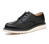 SL-Saint Handmade Men’s Soft Moc Toe Lace Up Stylish Boots Classic Genuine Goodyear Welted Top Cowhide Shoes Lightweight Comfortable (Black, Adult, Men, 7, Numeric, UK Footwear Size System, Wide)