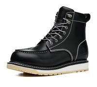 SL-Saint Handmade Soft Moc Toe Waterproof Goodyear-welted Boots 6’’ Classic Full Grain Leather (Black, Adult, Men, 8.5, Numeric, UK Footwear Size System, Medium)