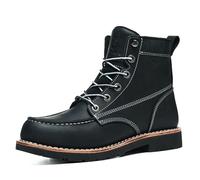 SL-Saint Handmade Waterproof Soft Moc Toe Boots Classic Genuine Leather Welts Ankle (Black Heeled, Adult, Men, 7, Numeric, UK Footwear Size System, Wide)