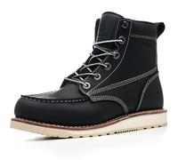 SL-Saint Handmade Waterproof Soft Moc Toe Boots Classic Genuine Leather Welts Ankle (Black Wedge, Adult, Men, 8, Numeric, UK Footwear Size System, Wide)