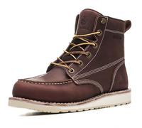 SL-Saint Handmade Waterproof Soft Moc Toe Boots Classic Genuine Leather Welts Ankle (RedBrown Wedge, Adult, Men, 6, Numeric, UK Footwear Size System, Wide)