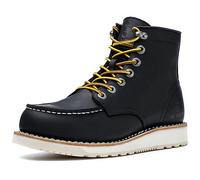 SL-Saint Men’s Work Boots Soft Moc Toe Classic Ankle Fashion Casual 6'' Wedge Industrial Construction Shoes Brown/Black (Wedge Sole, Black, Adult, Men, 7.5, Numeric, UK Footwear Size System, Wide)