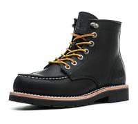 SL-Saint Men’s Work Boots Soft Moc Toe Classic Ankle Fashion Casual 6'' Wedge Industrial Construction Shoes Brown/Black (Heeled Sole, Black, Adult, Men, 6.5, Numeric, UK Footwear Size System, Wide)