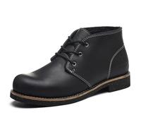 SL-Saint Men's Handmade Classic Chukka Boots Fashion Genuine Cowhide Comfortable Shoes Lace Up Casual (Black Wool Lining, Adult, Men, 10, Numeric, UK Footwear Size System, Medium)