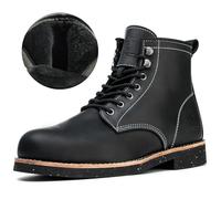 SL-Saint Men's Handmade Soft Toe Classic Boots Waterproof-Leather Australian Wool Lining Fashion Comfort Shoes (Wool Lining, Black, Adult, Men, 10, Numeric, UK Footwear Size System, Medium)