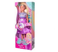 Simba Steffi Love Welcome Baby 29 cm - Pregnant Steffi with Child, 12-Piece Accessory Set for Role Play, Fashion Doll with Baby Doll 4 cm, Toy for Children from 3 Years