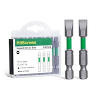SL10 Flat Head Screwdriver Bit 2"/50mm Large Slotted Magnetic Bits 10 Pcs