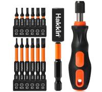 SL2-SL6 Slotted Tip Impact Screwdriver Bits Flat Head Impact Driver Bits | Hakkin 13Pcs S2 Steel Magnetic 60mm 25mm 1/4” Hex Shank with Magnetic Screwdriver Handle Premium