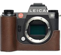 SL3 Camera Case, BMAOLLONGB Handmade Genuine Real Leather Half Camera Case Bag Cover for Leica SL3 Camera Bottom Opening Version + Hand Strap (Coffee)