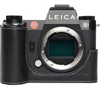 SL3 Camera Case, BMAOLLONGB Handmade Genuine Real Leather Half Camera Case Bag Cover for Leica SL3 Camera Bottom Opening Version + Hand Strap (Black)