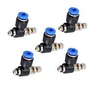 SL4-01 Pneumatic Air Flow Regulator Throttle Valve Push in Speed Control Valve Tube Water Hose Fittings Quick Connector (Pack of 5)