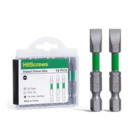 SL8 Flat Head Screwdriver Bit 2"/50mm Large Slotted Magnetic Bits 10 Pcs