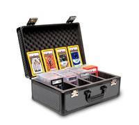 SLAB ARMOR FUSION 4 Row Graded Card Storage Box PSA Card Slab Case For Graded cards Hold 160+ Slab Graded Card Case PSA Slab Box Graded Card Storage Sports Baseball Card Collector Gifts (CARBON FIBER)