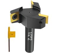 Slab Flattening Router Bit 1/2" Shank, 2" Cutting Diameter, 3 Wings Coated Carbide Inserts for CNC Spoilboard Surfacing Planing Woodworking and MDF Surfacing for Slab Leveler, Rabbeting