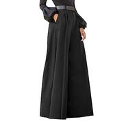 Slacks for Women Club Camo Oversize Athletic Fancy Wide Leg Trousers Funky Flare Multicolor Active Plaid Cotton Cropped (Black,L)