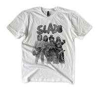Slade Fans Distressed Print Glam 70's Rock Repro Artwork T-Shirt (UK, Alpha, L, Regular, Regular) White