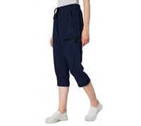 Slättourdo Women's Cropped Trousers Outdoor Hiking Cargo Trousers Lightweight Quick Dry Waterproof Pants with Zipper Pockets, Navy XL