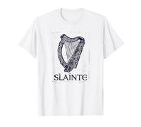 Slainte Celtic Harp Irish Cheers St Patricks Day Retro T-Shirt