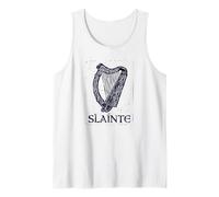 Slainte Celtic Harp Irish Cheers St Patricks Day Retro Tank Top