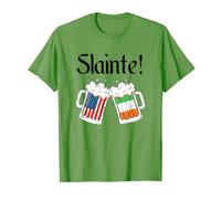 Slainte Cheers American Irish Flag Women Men St Patricks Day T-Shirt