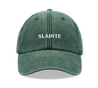 Sláinte Cheers Irish Baseball Cap Vintage Washed Unisex Dad Hat Adjustable Bottle Green