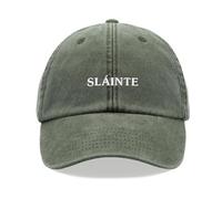 Sláinte Cheers Irish Baseball Cap Vintage Washed Unisex Dad Hat Adjustable Olive