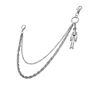 SLAISS Wallet Chain Accessories for Men - Hypoallergenic Stainless Steel Chains for Wallet Keychain Jeans Belt Keyring and Lanyard Gothic Punk Metal Chains Fashion Skeleton Accessories