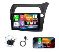 Slakerbe Android 13 Car Stereo Compatible with Honda Civic Hatchback 2005 2006 2007 2008-2011, 2G+32G 9" Touch Screen Car Radio Stereo with Wireless Carplay Android Auto GPS WiFi Mic Backup Camera