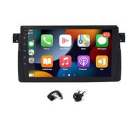 Slakerbe Android 15 Car Stereo for BMW E46 1999-2005, 4G+64G 9" Double Din Car Radio Upgrade Head Unit with Wireless Carplay Android Auto GPS WiFi SWC FM USB Mic Backup Camera