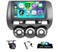 Slakerbe Android 15 Car Stereo for Honda Jazz GD 2002-2008, 4G+64G 9" Double Din Car Radio Upgrade Head Unit with Wireless Carplay Android Auto GPS WiFi SWC FM USB Mic Backup Camera
