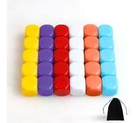 SLAKOZYT Empty Six 30 Pieces 20 mm Acrylic Blank Throws, Colourful DIY Dice with Storage Bag for Educational Games, Craft Projects, Math Lessons & Creativity